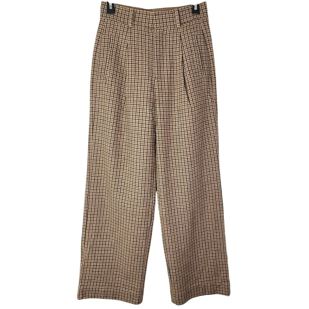New Everlane The Draper High Rise Wide Leg Wool Houndstooth Pants - Picture 2 of 12